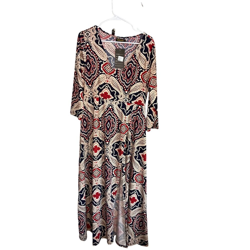 Womens 3/4 length sleeve geometric dress Size XL